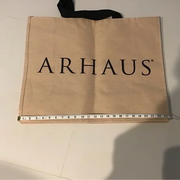 Arhaus Tan XLarge Tote Bag with Black Handles - Picture 3 of 5